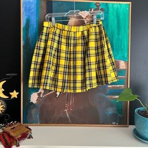 Hot Topic Vibrant Yellow Plaid Mini Skirt Small